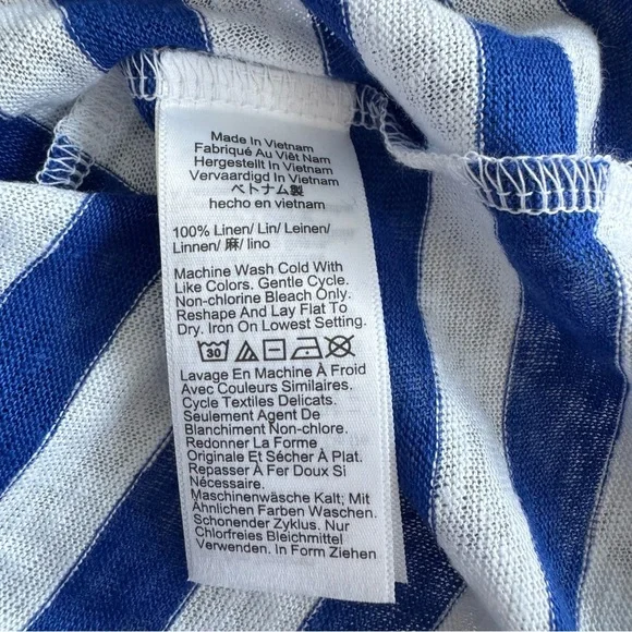 NWT! J. Crew New relaxed linen long-sleeve T-shirt in stripe - Royal Blue/White - Picture 6 of 7